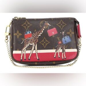 Louis Vuitton Pochette Limited Edition Christmas Giraffe Monogram Canvas Mini